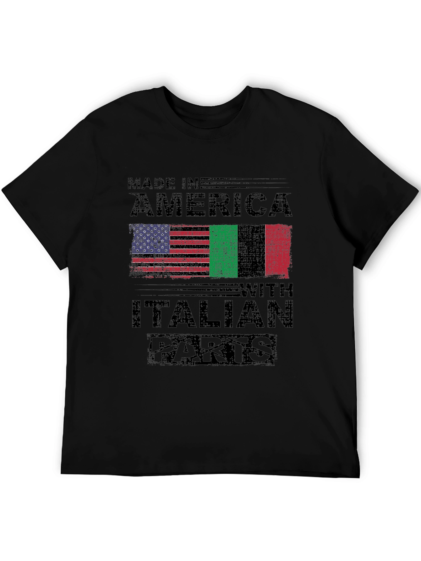 Made In America with Italian Parts Black T-Shirt
